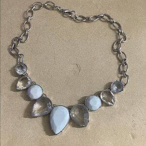 Chic Silver and White Statement Necklace